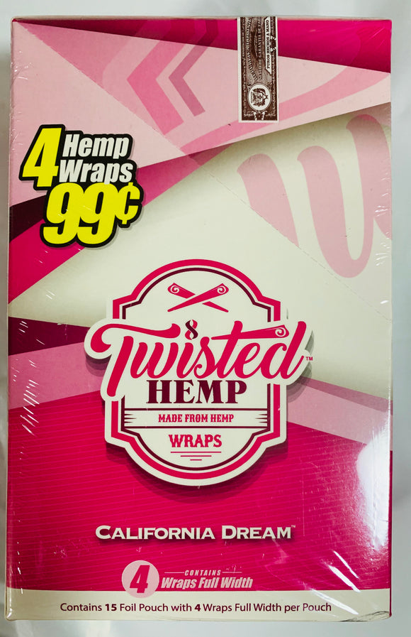 FREE GIFT🎁California Dream 60 High Quality Twisted Hemp Wraps 15 Packs 4 Per Pack Full📦🌿 - 1Solardeals