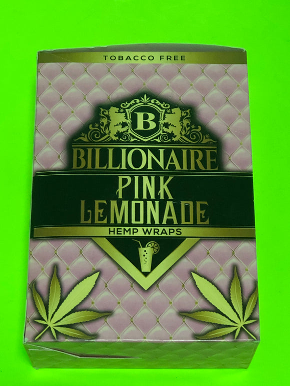FREE GIFTS🎁IF U BUY Billionaire Pink Lemonade 50 High Quality Hemp Wraps 25 Packs - 1Solardeals