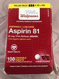 Walgreens Aspirin 81 Compare to Bayer Chewable Low Dose 108 Tabs 6/18 Cherry - 1Solardeals