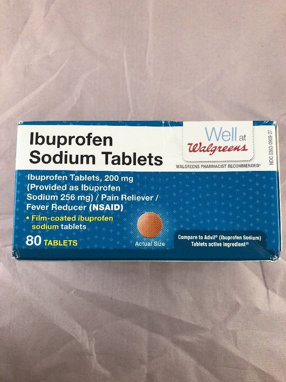 Walgreens Compare to Advil Ibuprofen Sodium 80 Tablets 200mg 11/18 Pain Fever - 1Solardeals