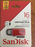 Sandisk 16GB Cruzer U USB FLash Drive U-CLip Windows Mac Secure Access Software - 1Solardeals