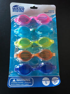 Open Water Swim Goggles Junior 5S Swimming Pool 5 Pack Ages 3+ Adjustable Straps - 1Solardeals