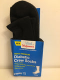 Set of 3 Men's Premium Diabetic Crew Socks Non-Binding Black Size 7-12 FREE SHIP - 1Solardeals