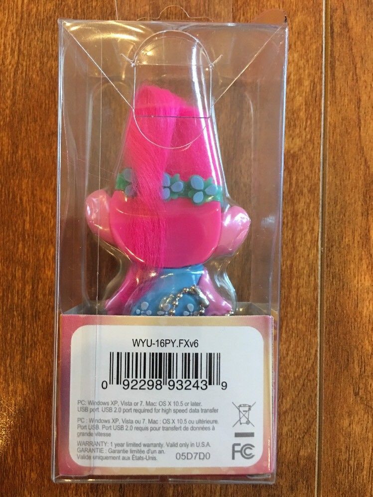 NEW TROLLS POPPY USB FLASH DRIVE 16GB PC Windows XP Vista Mac Thumb Pen Storage - 1Solardeals