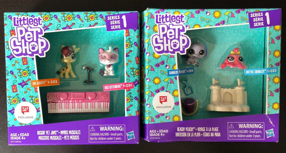 Lot Of 2 Littlest Pet Shop Series 1 Beachy Peachy Rockin Pet Jams Set New 4 + - 1Solardeals