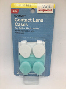Walgreens 2 CONTACT LENS CASES for Soft or Hard Lenses Washable Cold Disinfection Only - 1Solardeals
