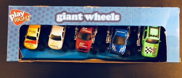 Lot of 2 Play Right Giant Wheels Trucks 5 Pack Yellow,Silver,Red,Blue,Green - 1Solardeals