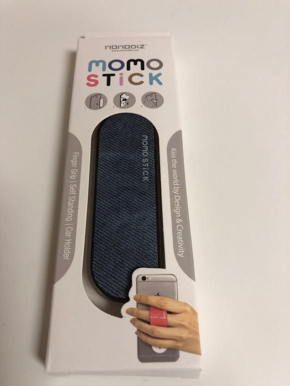 Momo Stick Fabric Blue Finger Grip Holder Smart Phone Iphone Andoid Stand Car Mount Air Vent - 1Solardeals