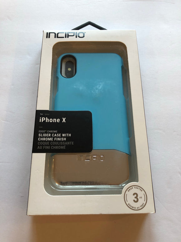 Incipio iPhone X Slider Case With Chrome Finish Blue Silver Phone Case - 1Solardeals