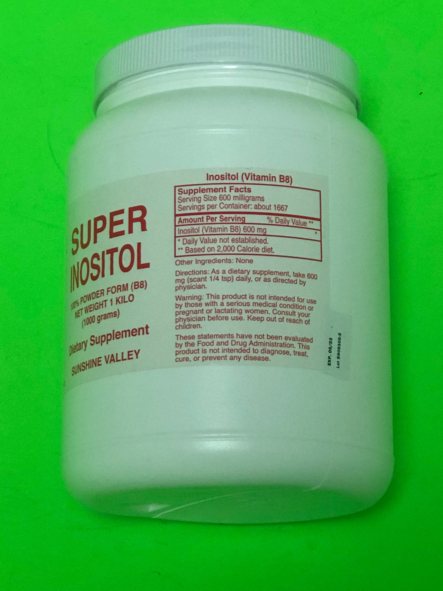 Vitamin B8 Super Inositol 💯% Powder Form 1 Kilo (1000 Grams)🌞Sunshine ...