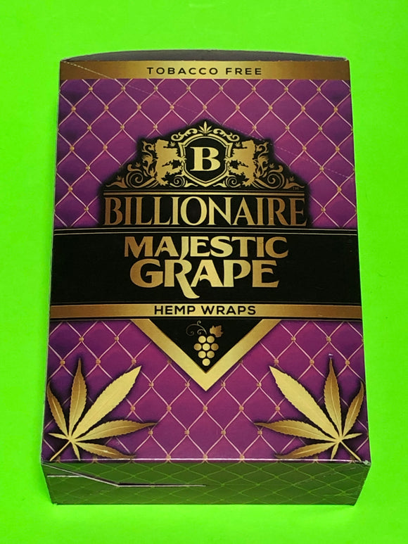 FREE GIFTS🎁IF U BUY Billionaire Majestic Grape🍇50 High Quality Hemp Wraps 25 Packs - 1Solardeals