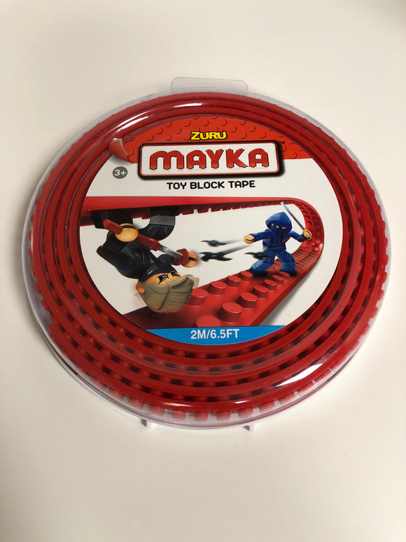 Zuru Mayka Toy Block Tape 2M/6.5FT Red Cut Shape Stick Build Building Blocks Create - 1Solardeals