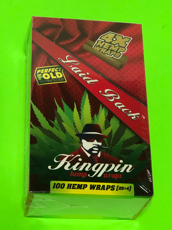 FREE GIFTS🎁KingPin Laid Back 100 High Quality Hemp Wraps 25 pks No🚫Tobacco Full📦 - 1Solardeals