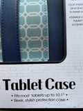 Tablet Case Fits Up To 10.1” Sleek Stylish Protection Blue Teal Tailored Leather Soft Interior - 1Solardeals