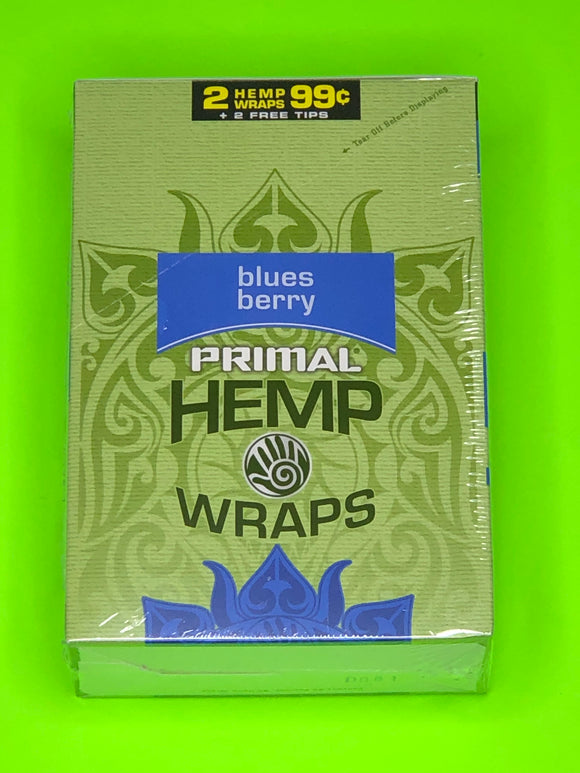 FREE GIFTS🎁IF U BUY Blues Berry Primal Natural 50 High Quality Hemp Wraps+Tips 25pks - 1Solardeals