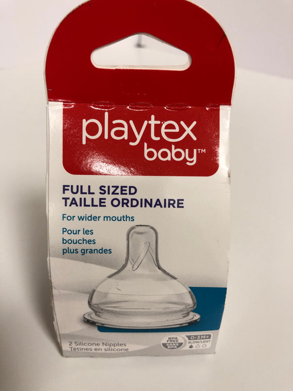 Playtex Baby Fullsized 2 Silicone Nipples Wider Mouths BPA Free 0-3M+ Slow - 1Solardeals