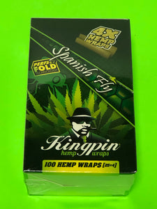 FREE GIFTS🎁KingPin Spanish Fly 100 High Quality Hemp Wraps 25 pks No🚫Tobacco Full📦 - 1Solardeals