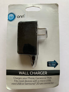 Onn Wall Charger Phone Camera PDA Micro Mini USB Samsung 20 Pin - 1Solardeals