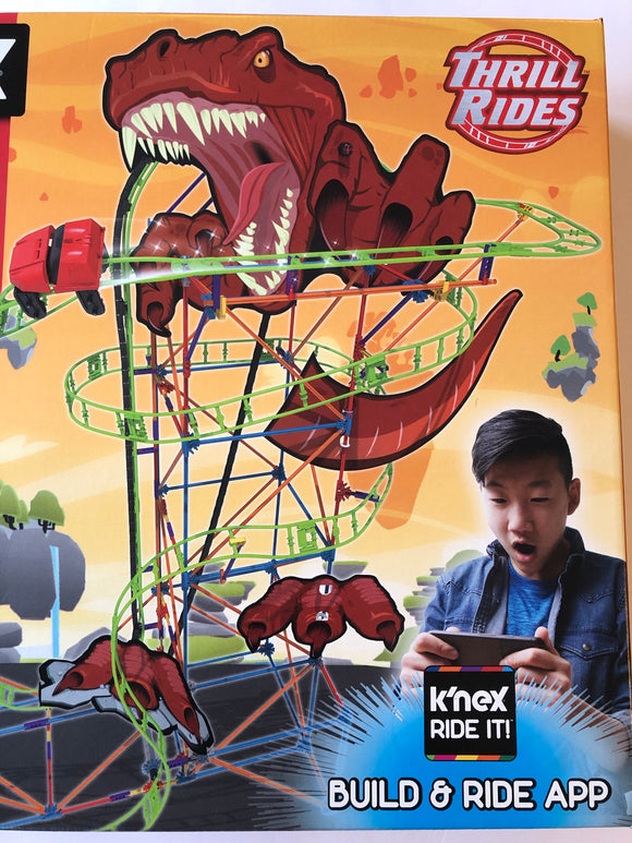 K’nex T-Rex Fury Thrill Rides Roller CoasterBuilding Set 473 PCS Build & Ride App - 1Solardeals