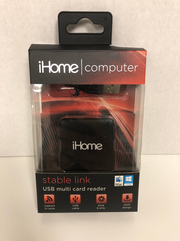 iHome Computer Stable Link USB Multi Card Reader Support 9 Cards USB Plug & Play Sleek Design - 1Solardeals