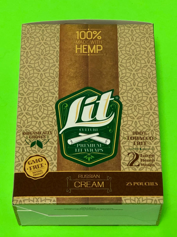 FREE GIFTS🎁Lit🔥Culture Russian Cream 50 High Quality Large Hemp Wraps 25 pks No🚫Tobacco Full📦 - 1Solardeals