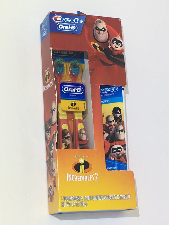 Crest Oral B🦷Disney Pixar Incredibles 2 Toothbrushes Fluoride Toothpaste Fruit Burst Anti-cavity - 1Solardeals