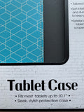 Tablet Case Fits Up To 10.1” Sleek Stylish Protection Blue Grey Tailored Leather Soft Interior - 1Solardeals