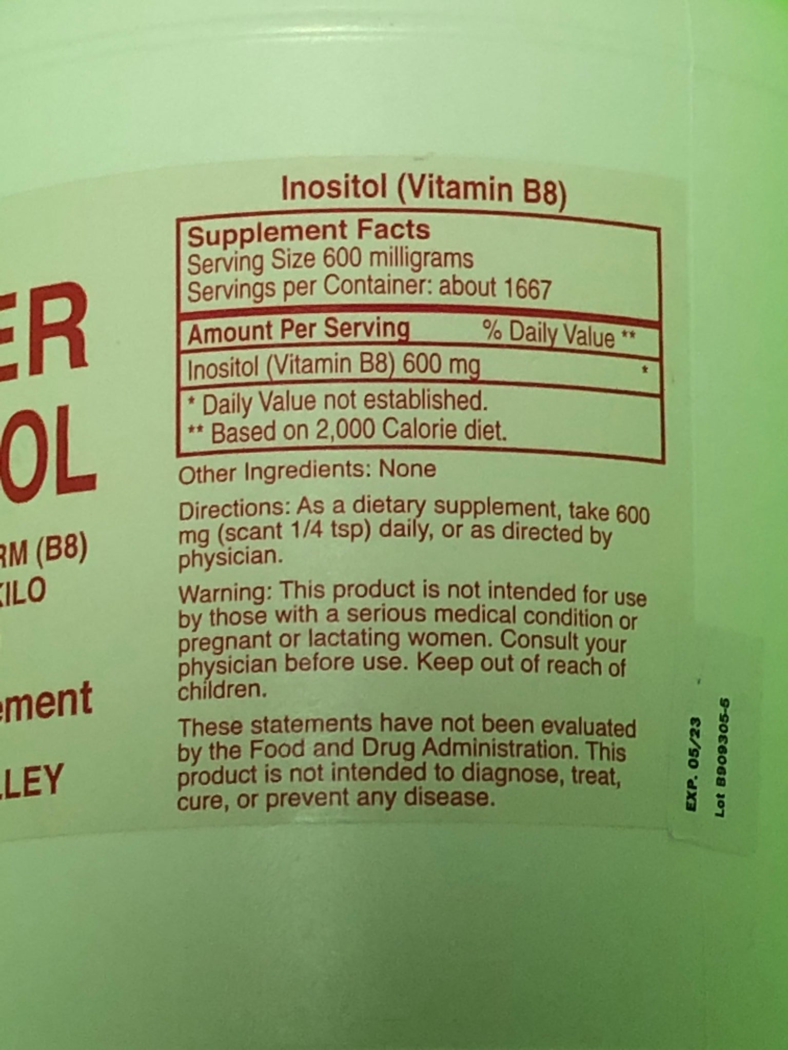 Vitamin B8 Super Inositol 💯% Powder Form 1 Kilo (1000 Grams)🌞Sunshine ...