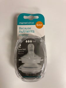 Nanobebe Because Nutrients Matter Extra Soft Nipples 2 Pack Fast 6 Months - 1Solardeals
