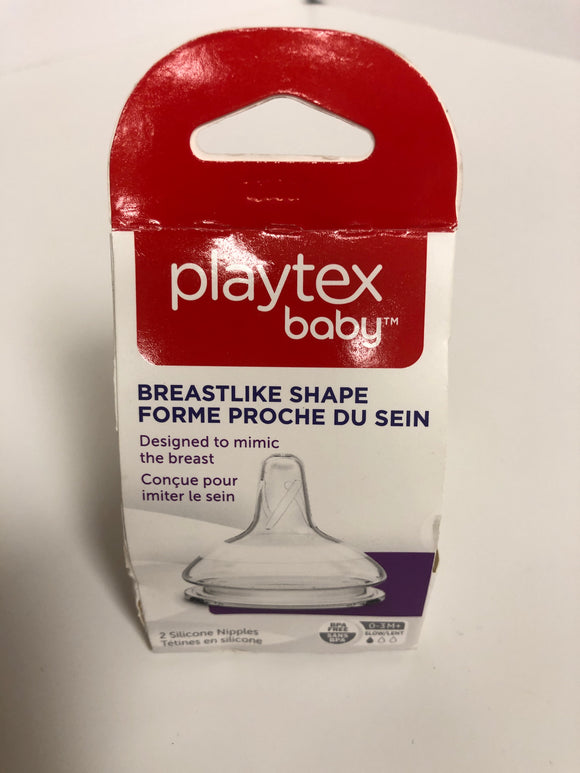 Playtex Baby Breastlike Shape 2 Silicone Nipples BPA Free 0-3M+ Slow - 1Solardeals