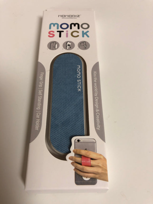 Momo Stick Blue Finger Grip Holder Smart Phone Iphone Andoid Stand Car Mount Air Vent - 1Solardeals