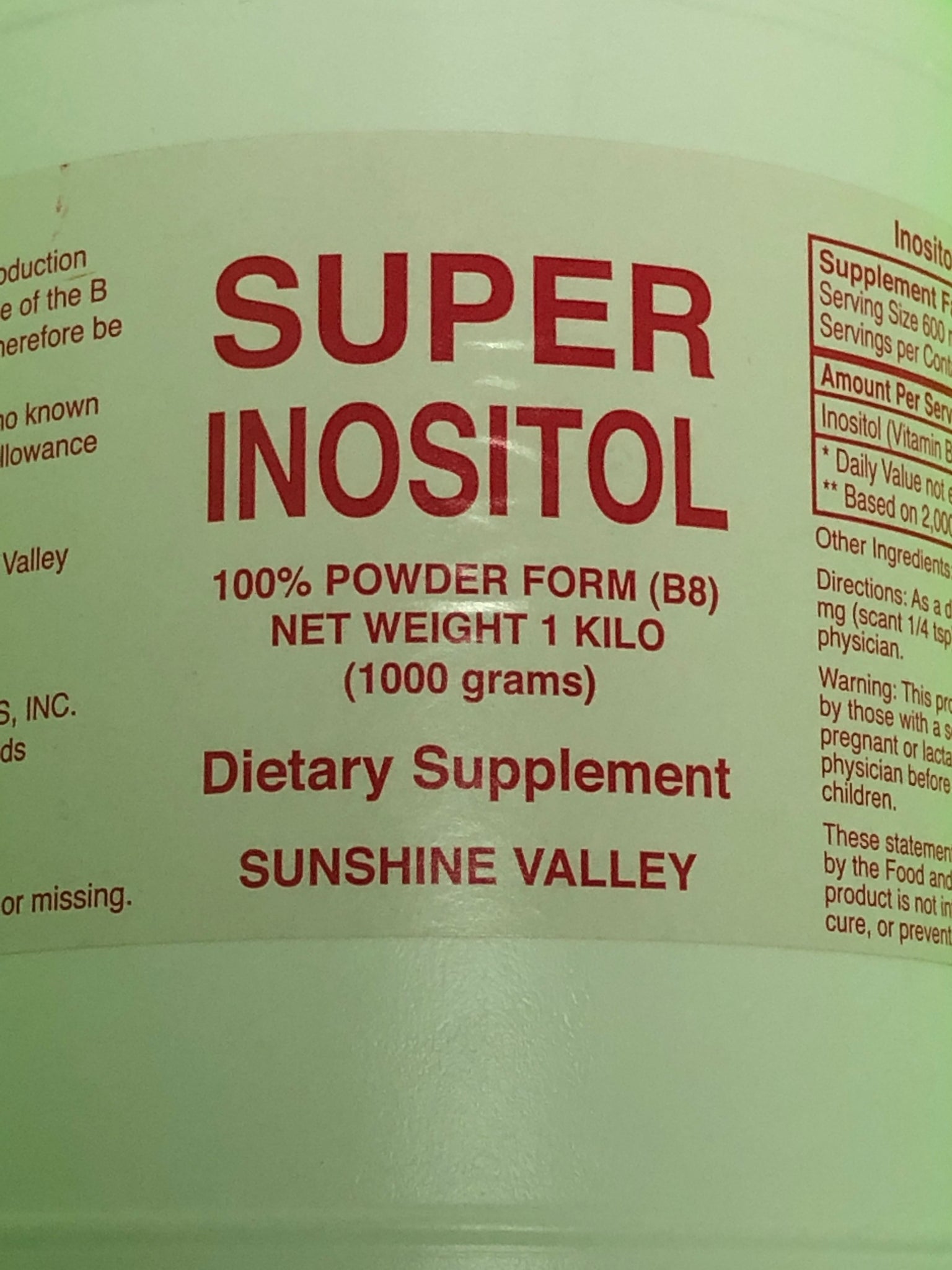 Vitamin B8 Super Inositol 💯% Powder Form 1 Kilo (1000 Grams)🌞Sunshine ...