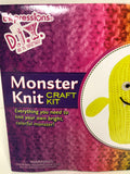 Expressions Monster Knit Craft Kit Yellow Yarn Eyelashes Hair Bow Included Bright Colorful Monster - 1Solardeals