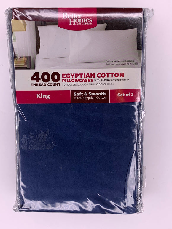 Better Homes & Gardens 400 Thread Count Egyptian Cotton Pillowcases King Blue Soft Smooth - 1Solardeals