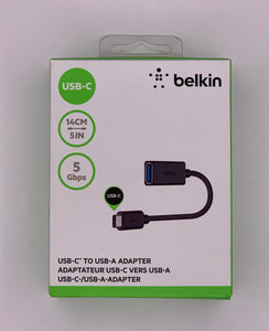 Belkin USB-C to A Adapter 5 Inc 5 Gbps 3.0 Charge Sync Transfer Data Black - 1Solardeals