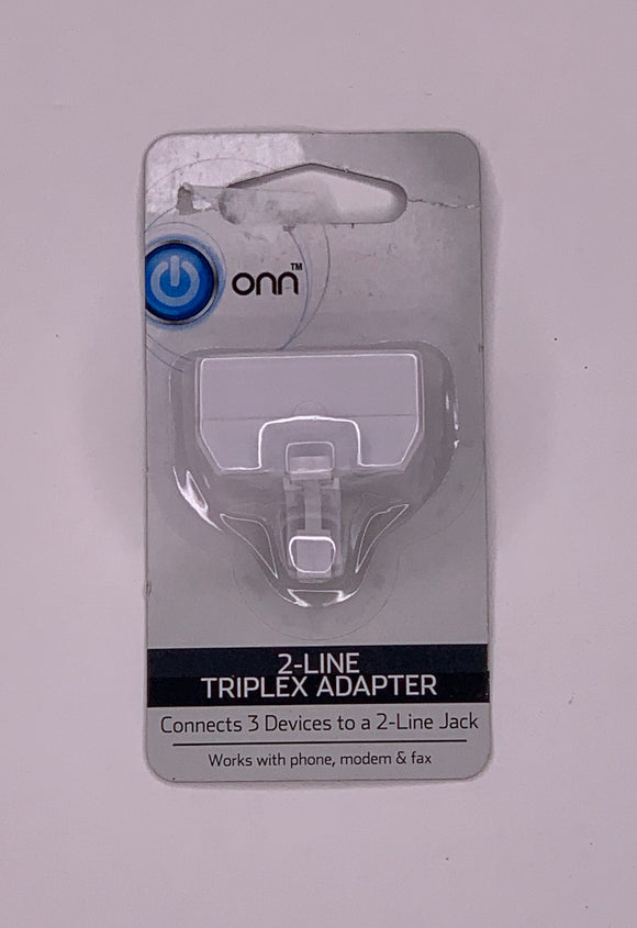 Onn 2 Line Triplex Adapter Connects 3 Devices 2-Line Phone Jack White ONB16TE002 - 1Solardeals