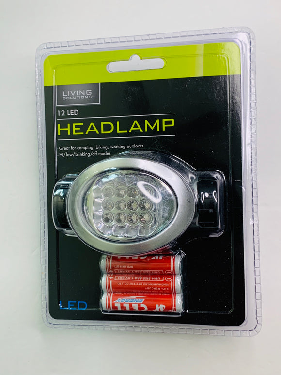 Living Solutions Headlamp 12 LED Biking Camping Outdoors Activities - 1Solardeals