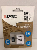 White Emtec 16 GB Class 10 Mini Jumbo Micro SDHC Memory Card Up To 45 MB/s Gold Memory - 1Solardeals