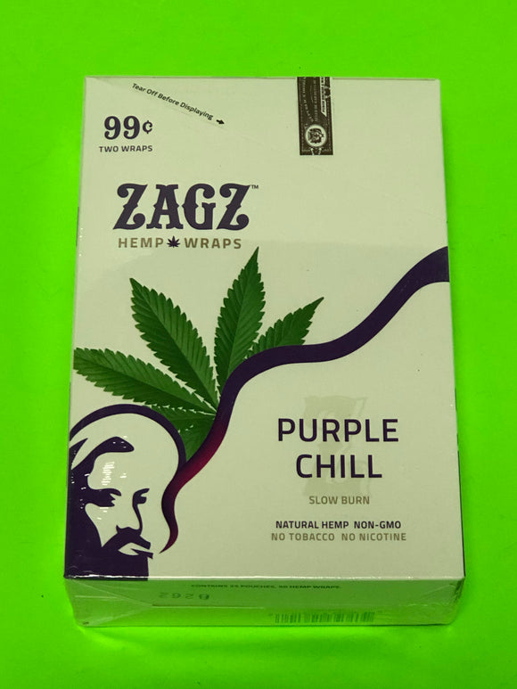 FREE GIFTS🎁Zagz Purple Chill 50 High Quality Natural Hemp Wraps 25 pks No🚫Tobacco Full📦 - 1Solardeals