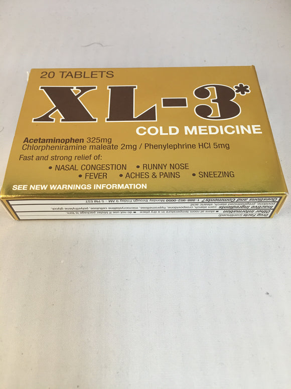 XL-3* Cold Medicine 11/19 Nasal Congestion Runny👃🤒Aches & Pains🤧 20Tabs - 1Solardeals
