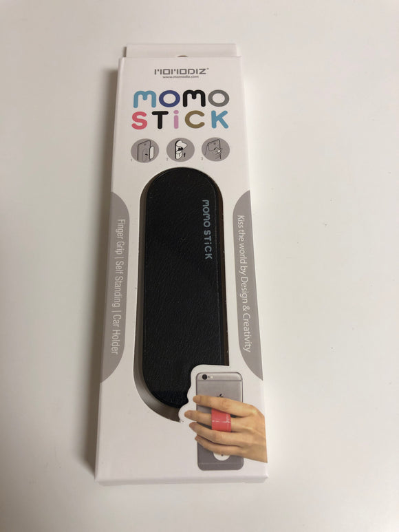 Momo Stick Black Finger Grip Holder Smart Phone Iphone Andoid Stand Car Mount Air Vent - 1Solardeals