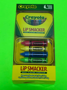 Crayola Lip Smacker 4 Delicious Flavors Razzmatazz Banana Manie Bleu baie bleue Pomme Verte - 1Solardeals