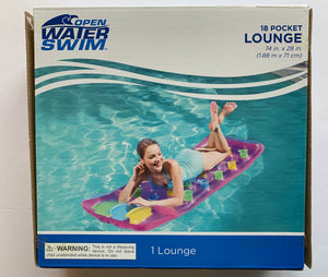 Open Water Swim 18 Pocket Lounge Sturdy Vinyl Float Pillow Swimming Pool Fun Coil Pink - 1Solardeals
