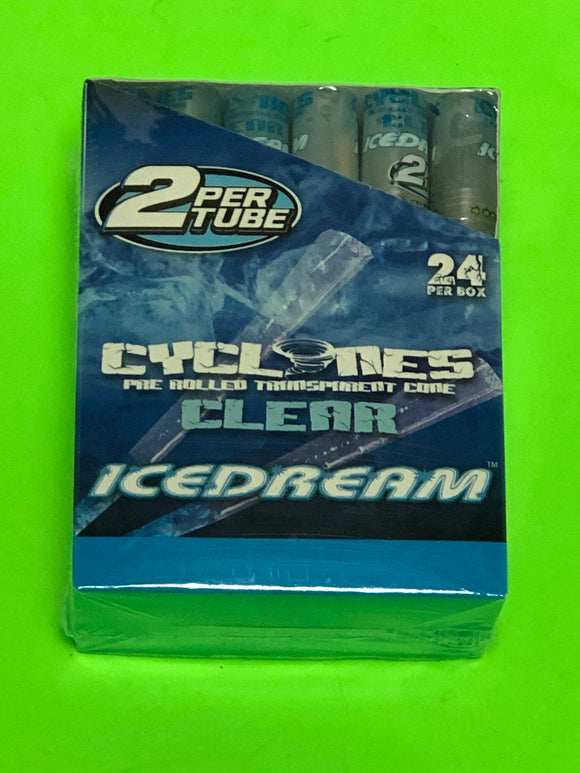Free Gifts🎁IF U BUY Cyclones Clear Ice🧊Dream Pre Rolled Transparent Cone 24 in Box📦2 per Tube