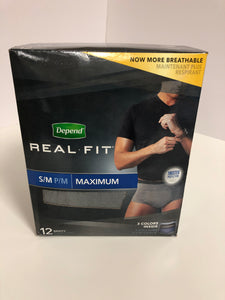 Depend Real Fit S/M P/M Maximum Breathable Reliable 12 Briefs 3 Colors Super Absorbent Stretch Waistband - 1Solardeals