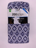 Walmart Mainstays Queen 200 Thread Count Flat Sheet Blue Square Cotton Soft - 1Solardeals