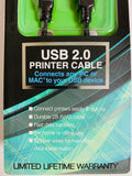 2x Hype 6 FT USB Cable USB 2.0 Printer Cable PC Mac 1.8m - 1Solardeals