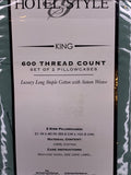 Hotel Style King 600 Thread Count Luxury Cotton Sateen Weave Green Set Of 2 - 1Solardeals