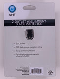 Onn 2 AC Outlets Wall Mount Surge Protectors 500 Joules Energy Absorption Rating Black - 1Solardeals