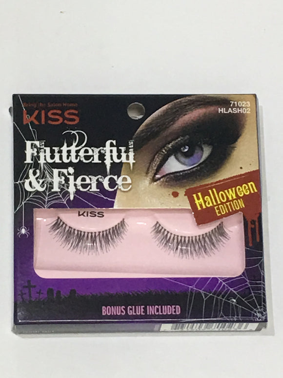 Kiss Flutterful & Fierce Lashes HLASH02 EyeLashes 71023 Eye👁Lash Goth Girl Halloween Edition Bonus Glue - 1Solardeals